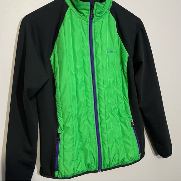 Lauren Active Ralph‎ Lauren Black Green Puffer Quilted Fleece Jacket Size Medium - Picture 3 of 7